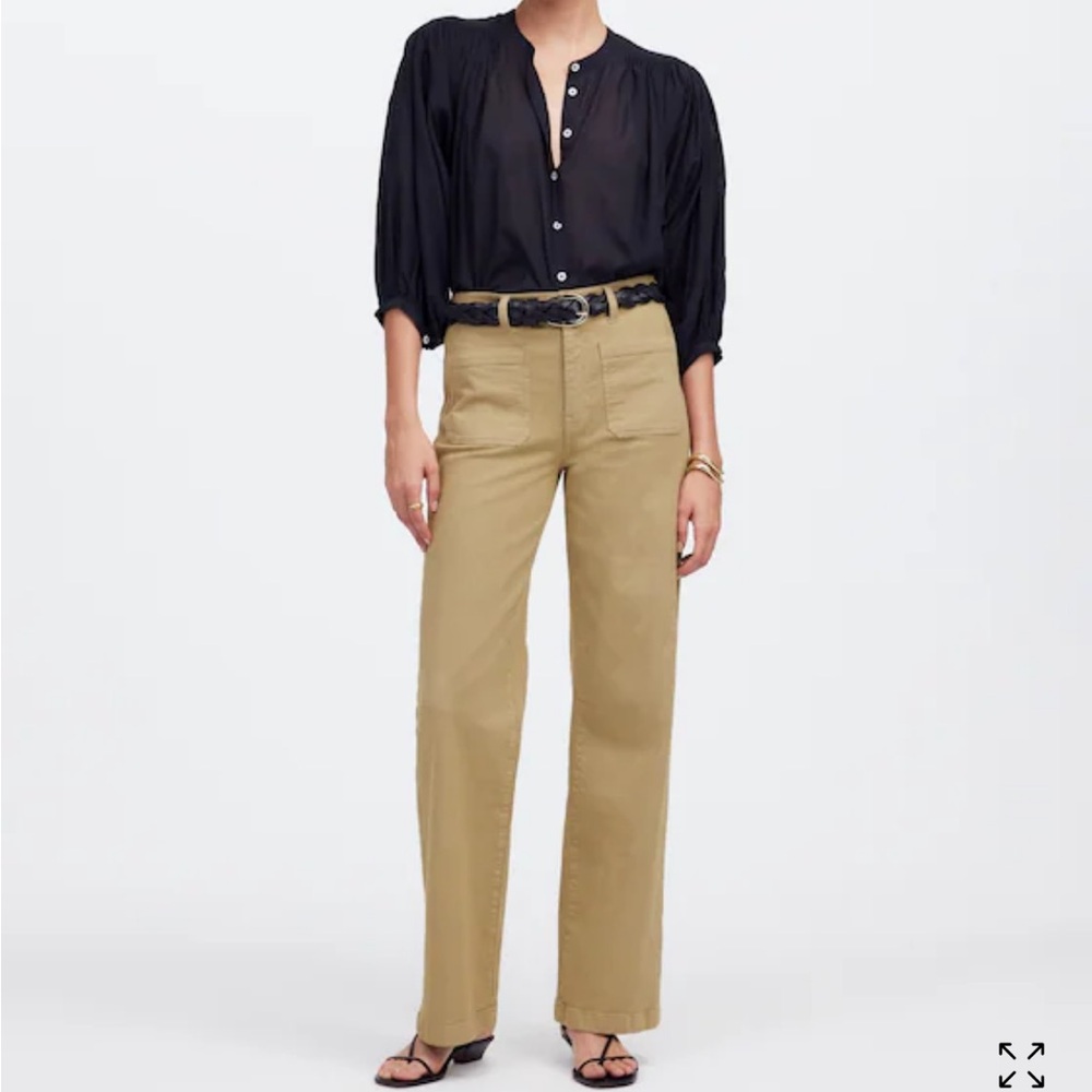 Black Blouse and Tan Pants Outfit